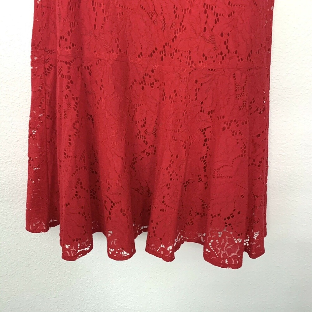 H&M Red Floral Lace Ruffle Drop Waist Dress - Picture 4 of 8